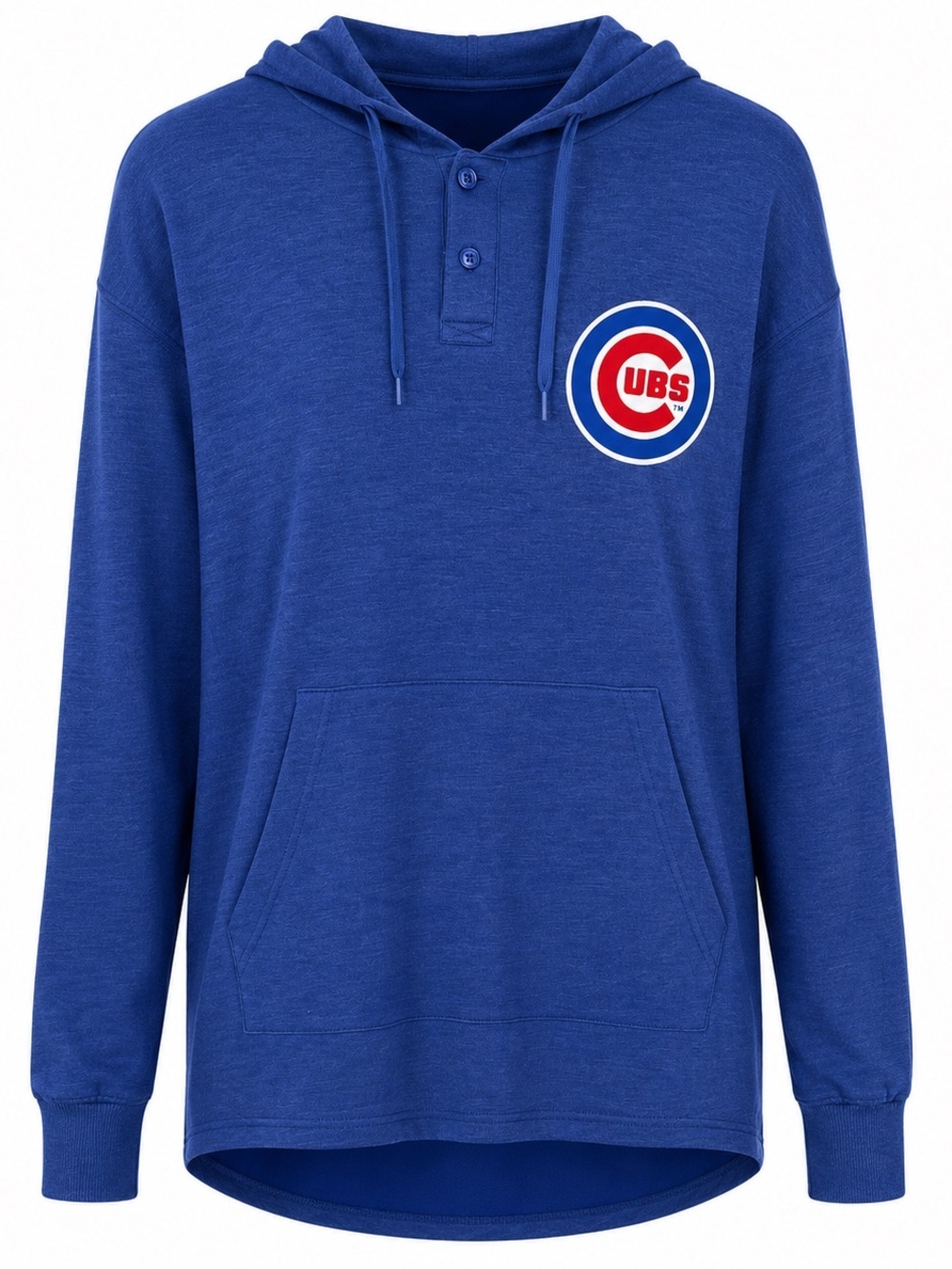 Men’s Chicago Cubs True Fan MLB Hooded Henley Pullover Hoodie NWT 2XL